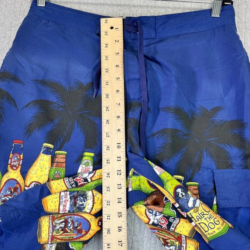 Big Dogs cargo‎ Beer Bottle board shorts Men L Swim Trunks Tropical Print party